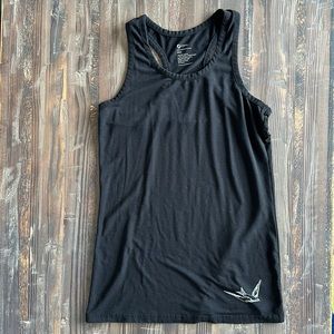 Oiselle Black/White Bird Layer Tank Top